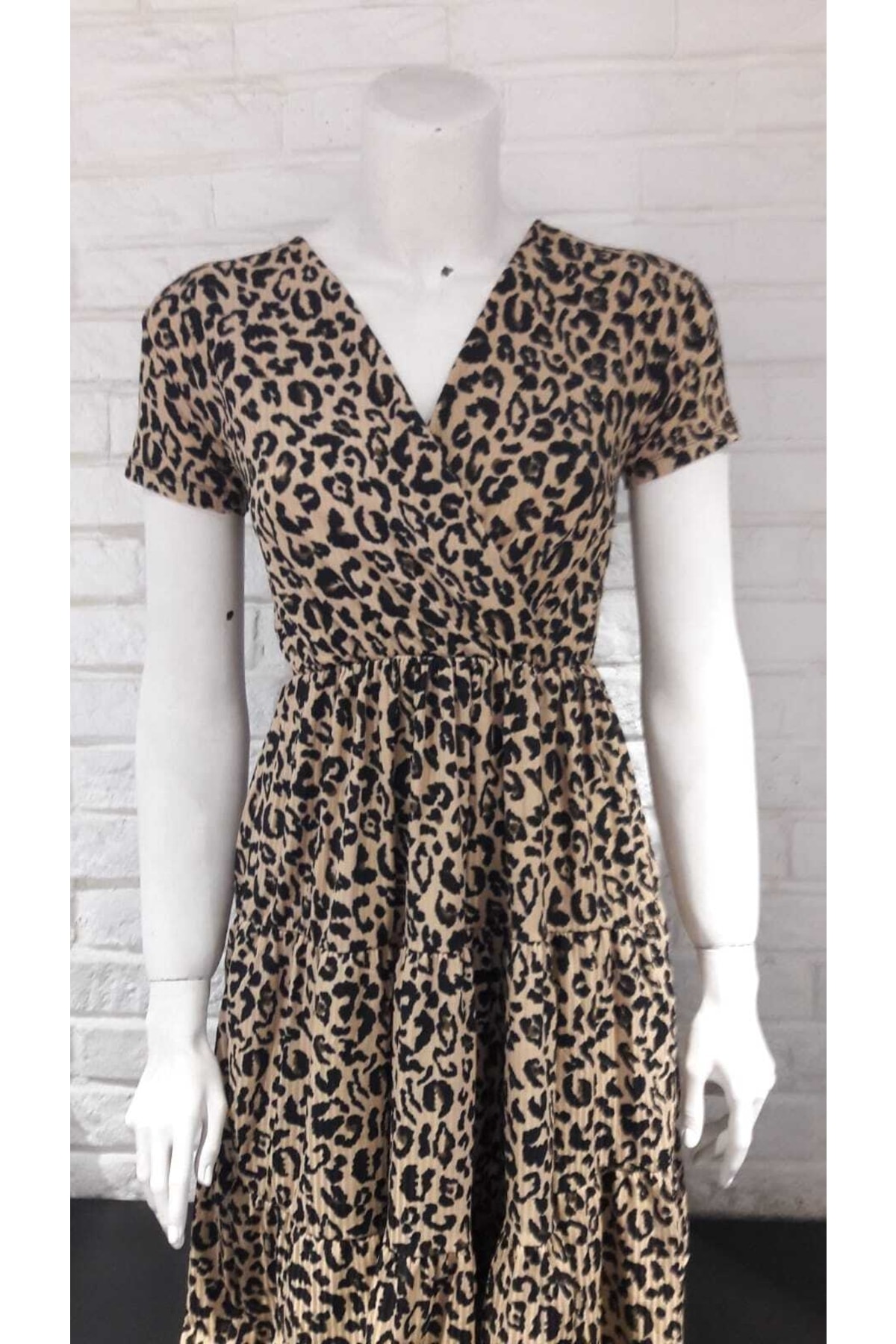 Double Breasted Collar Elastic Waist Dress