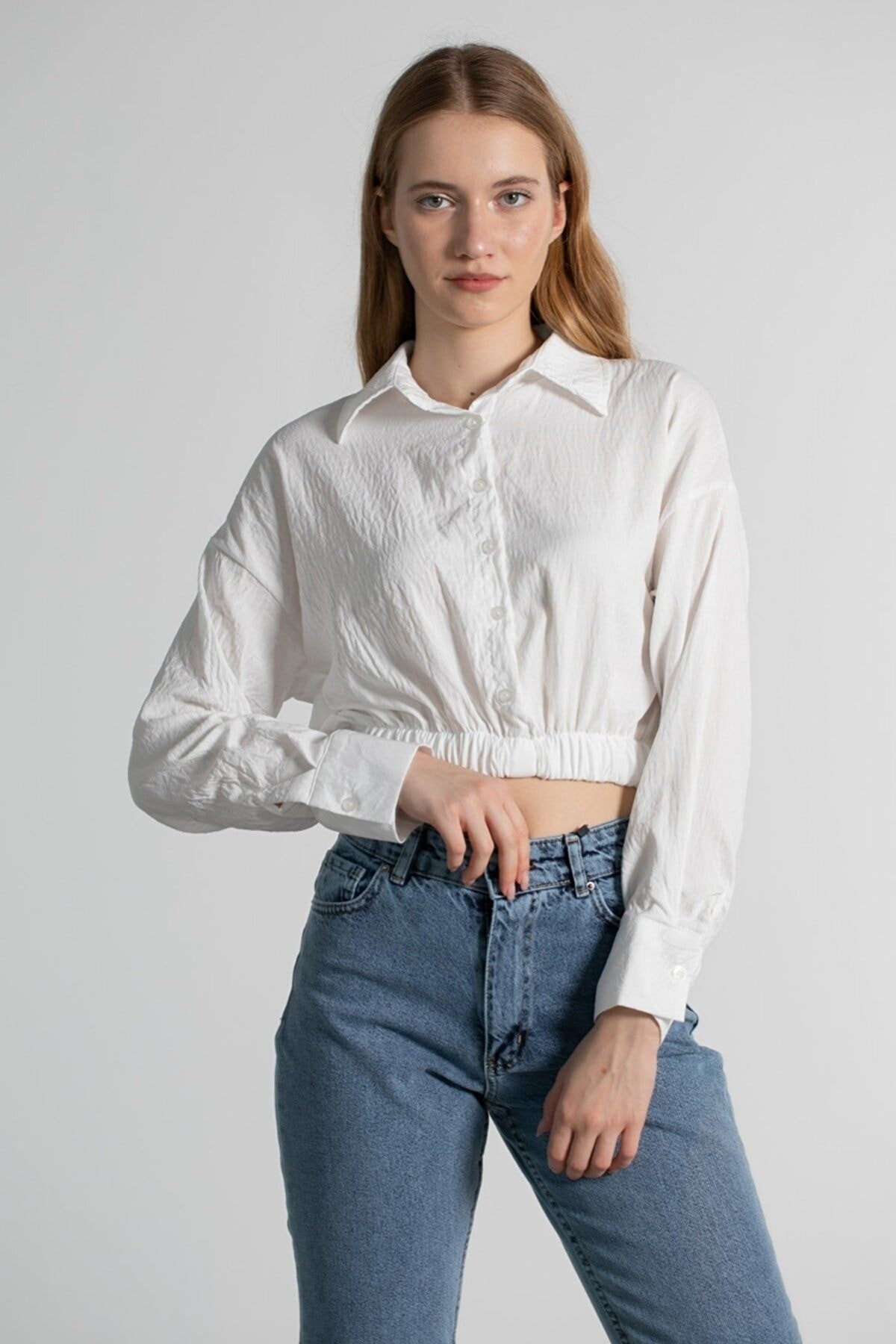 Elastic Waist Shirt Blouse
