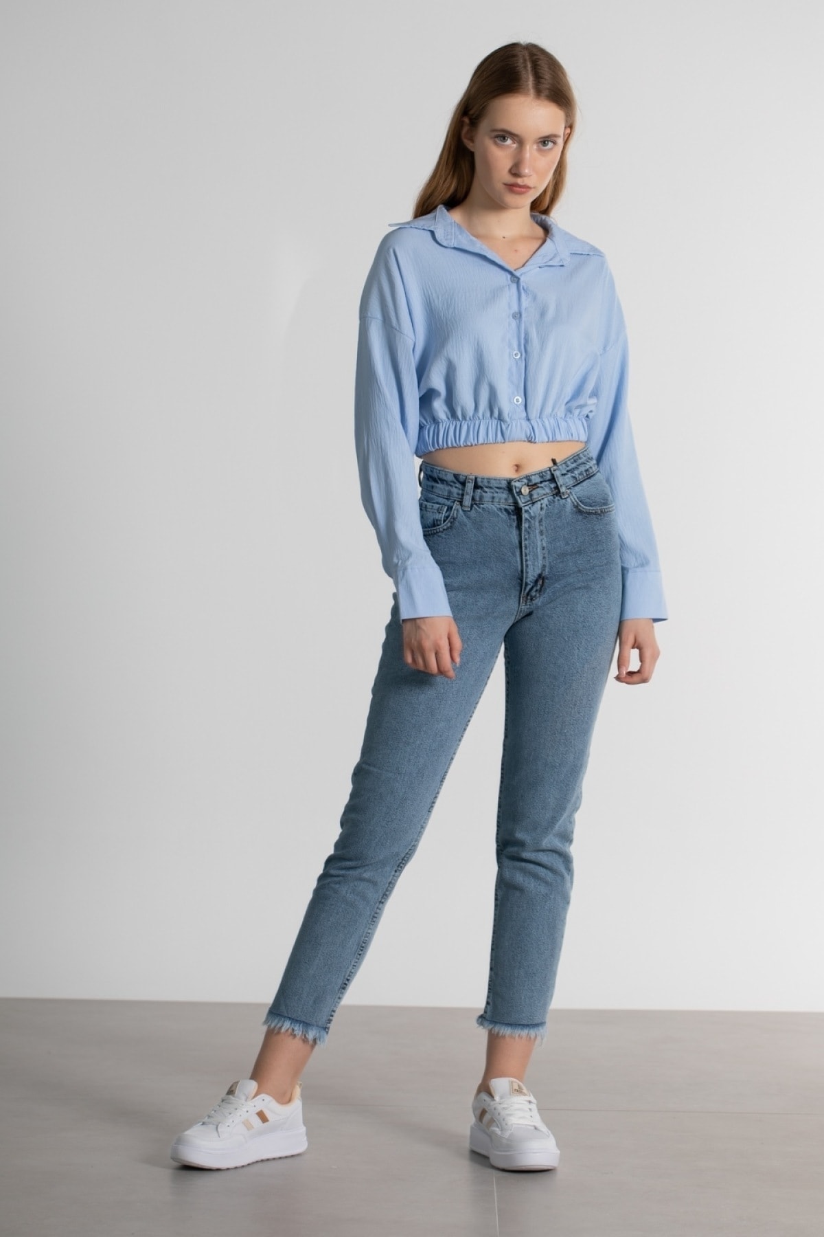 Elastic Waist Shirt Blouse
